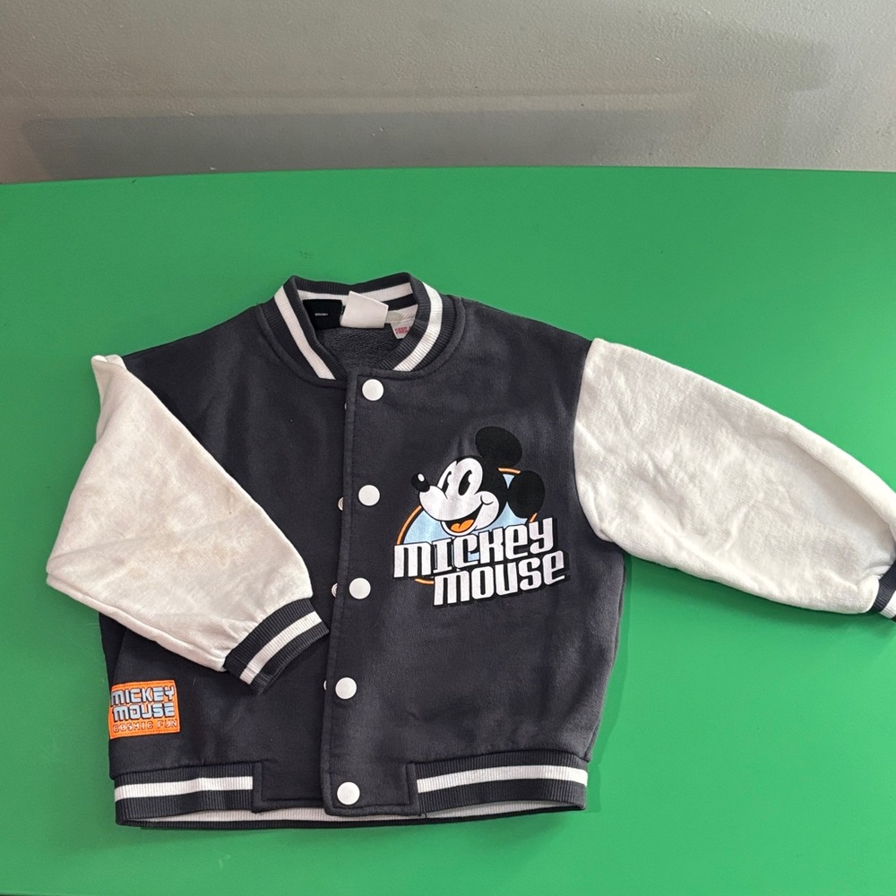 Zara Black and White Mickey Mouse varsity jacket